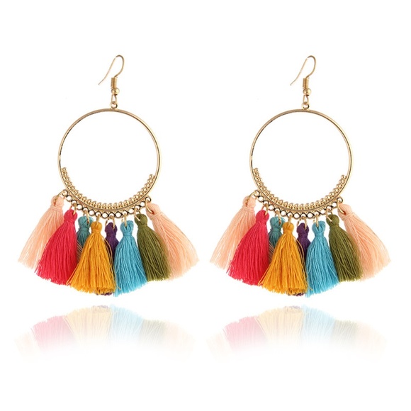 Jewelry - Multi color Big Tassel Earrings New